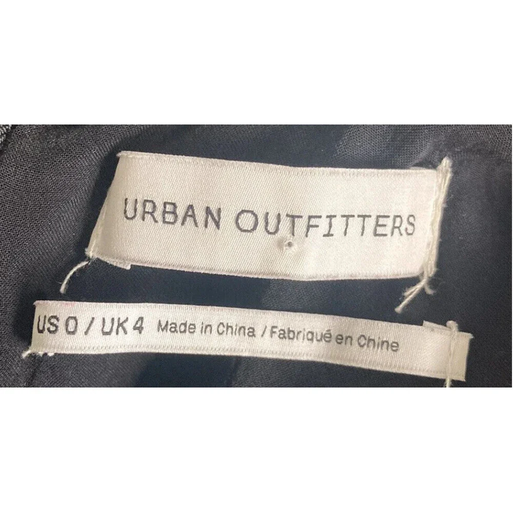 Urban Outfitters UO Mabel Black Blue Floral High-Neck Empire Mini Dress Size 0